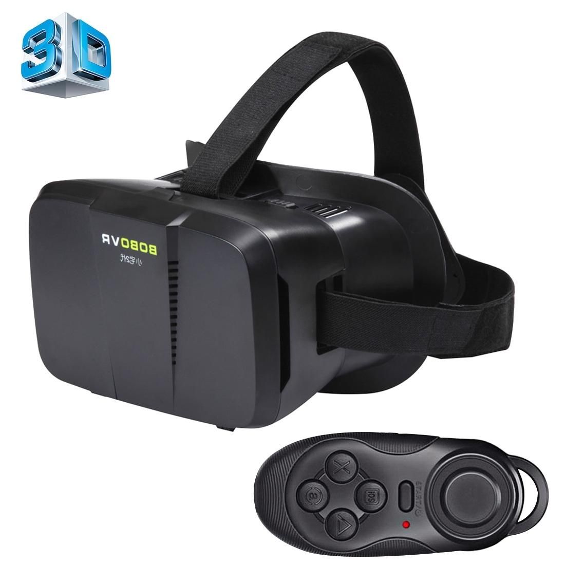 BOBO II Universal Virtual Reality 3D Video Glasses with Black Button Bluetooth Remote Controller for 4 to 6 inch Smartphones (Black)