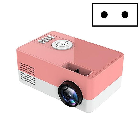 S261/J16 Home Mini HD 1080P Portable LED Projector, Support TF Card / AV / U Disk, Plug Specification:EU Plug (Pink White)
