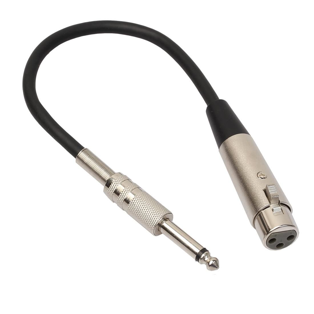 30cm XLR 3-Pin Female to 1/4 inch  Male Plug Stereo TRS Microphone Audio Cord Cable