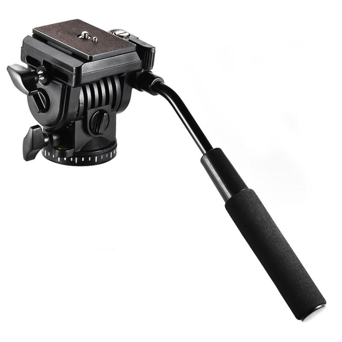 Plastic Heavy Duty Video Camera Three-Dimensional Tripod Action Fluid Drag Head with Sliding Plate for DSLR & SLR Cameras (Black)
