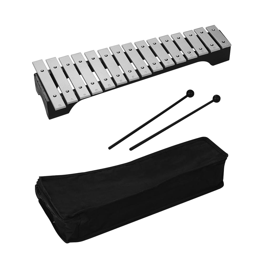 15-Note Xylophone Glockenspiel Wooden Base Aluminum Bars