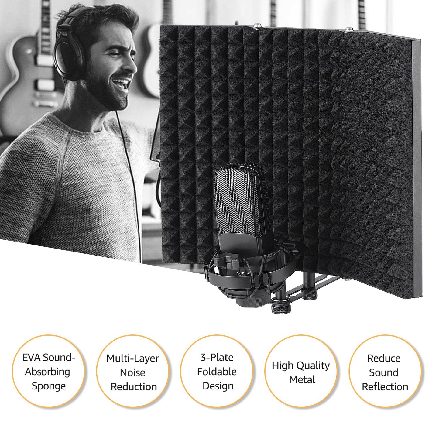 Professional Studio Recording Microphone Isolation Shield