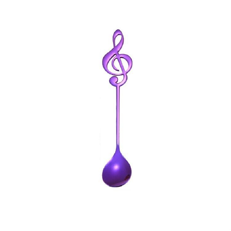 2 PCS Creative Musical Note Spoon Coffee Stirring Scoop Stainless Steel Titanium Music Bar Spoon Gift Spoon (Purple)