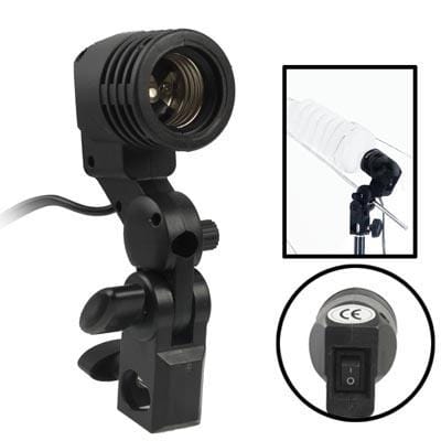 E27 AC Socket Studio Light Mount Stand Umbrella Holder (Black)