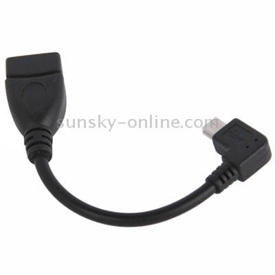 90 Degree Mini USB Male to USB 2.0 AF Adapter Cable with OTG Function, Length: 13cm (Black)