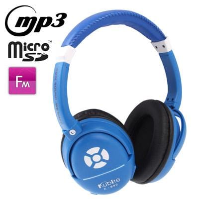 Kubite K-892 White, Digital Music Headphone with FM Radio & Line Control / Microphone, Support Micro SD Card and Line In (Blue)
