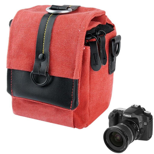 Portable Camera Canvas Bag with Strap (Red)