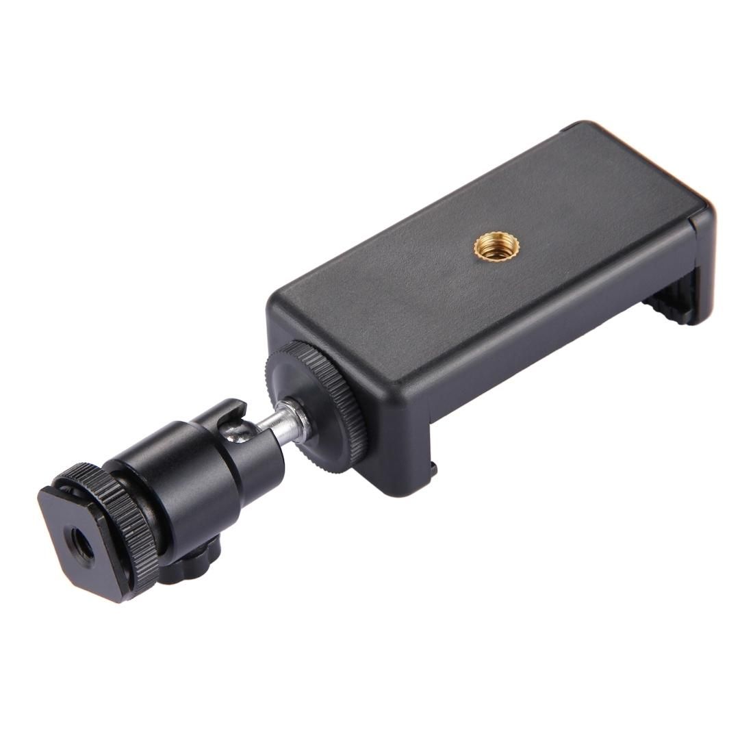 PULUZ 1/4 inch Hot Shoe Tripod Head +  Tripod Stand Clamp for iPhone, Samsung, Huawei, HTC, 5.5cm - 8cm Width Smartphones