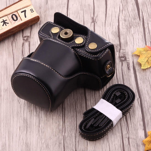 Full Body Camera PU Leather Case Bag with Strap for Canon EOS M10 (Black)