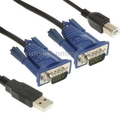 USB VGA SVGA  KVM Male Keyboard Laptop PC Monitor Cable for USB KVM Switch , Length: 1.5m (Style1)