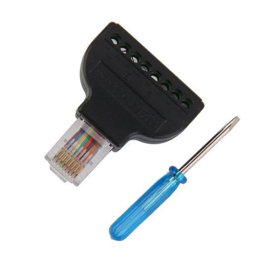 RJ45 Male Plug to AV 8 Pin Screw Terminal Adapter Block ADAPTER Converter