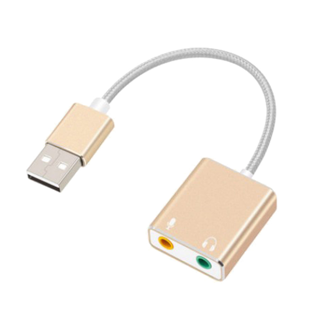Audio Adapter USB External Stereo Sound Card for 3.5mm Headphone Golden