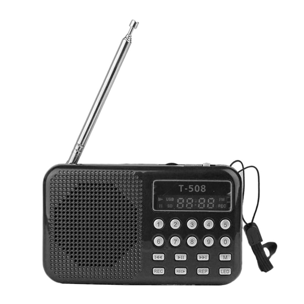 Pocket 2" Screen FM Digital 3W Stereo Speaker MP3 Audio Player  Black