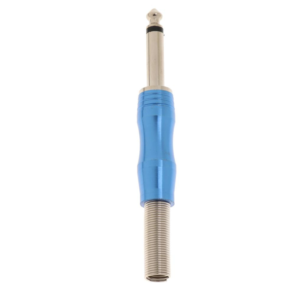 Copper 6.35mm Mono Jack Plug Audio Connector for Amplifier Microphone Blue