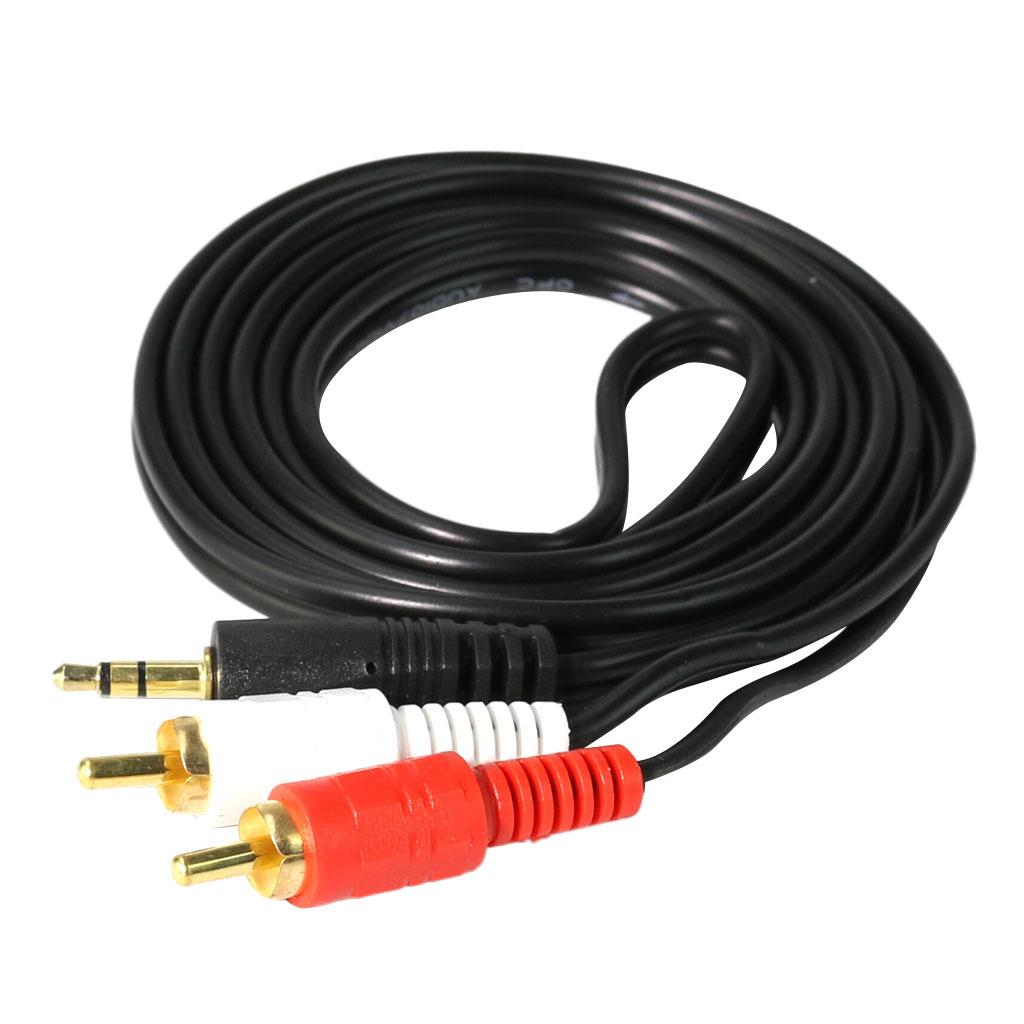 1M 3.5mm Stereo Male to 2 RCA Dual Audio Male Adapter Speaker Cable Black