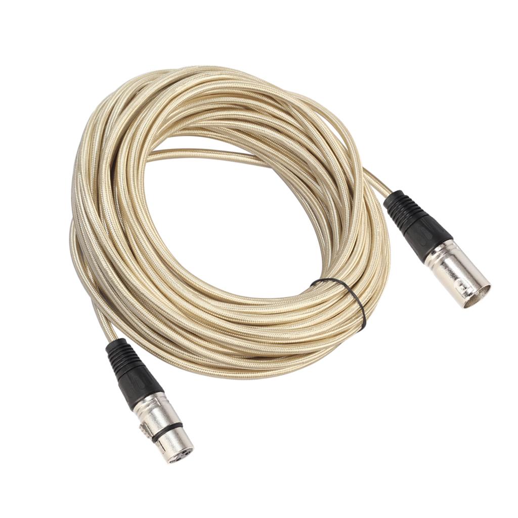 XLR Male to Female Microphone Cable  for Guitar Amplifier Luxury Gold 1000cm
