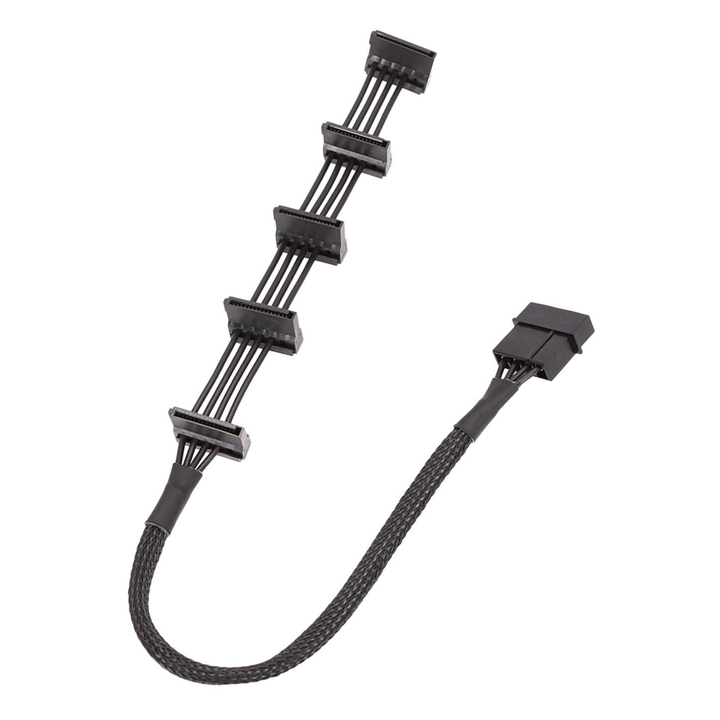 PC 4 Pin IDE to 5 SATA 15pin Splitter Hard Drive SSD Power Supply Cable Cord