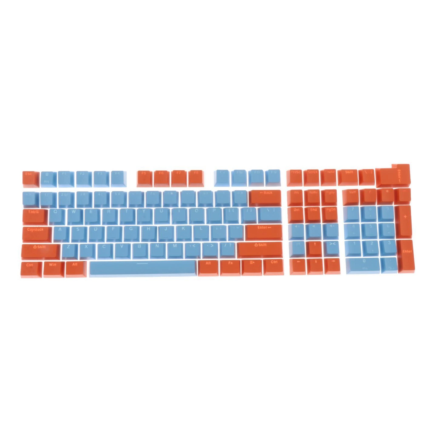 Keycaps Set Backlit Two Color Key Caps for Mechanical Keyboards 980K 87 Keys Orange,Light Blue