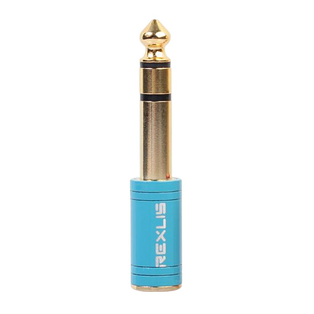 6.35mm Male to 3.5mm Female Stereo Headphone Jack Adapter Converter Blue