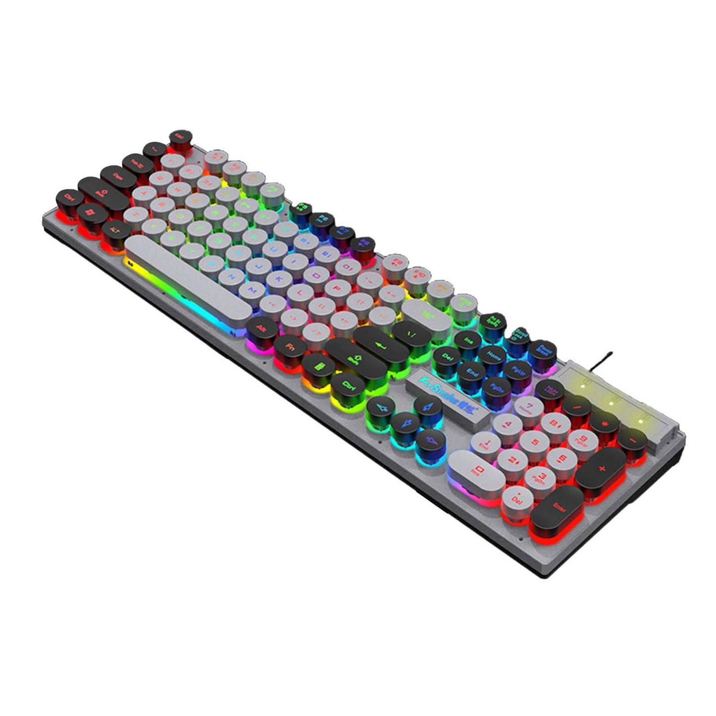 Gaming Keyboard 104 Keys Wired USB RGB LED Backlit for Computer  Gray Black