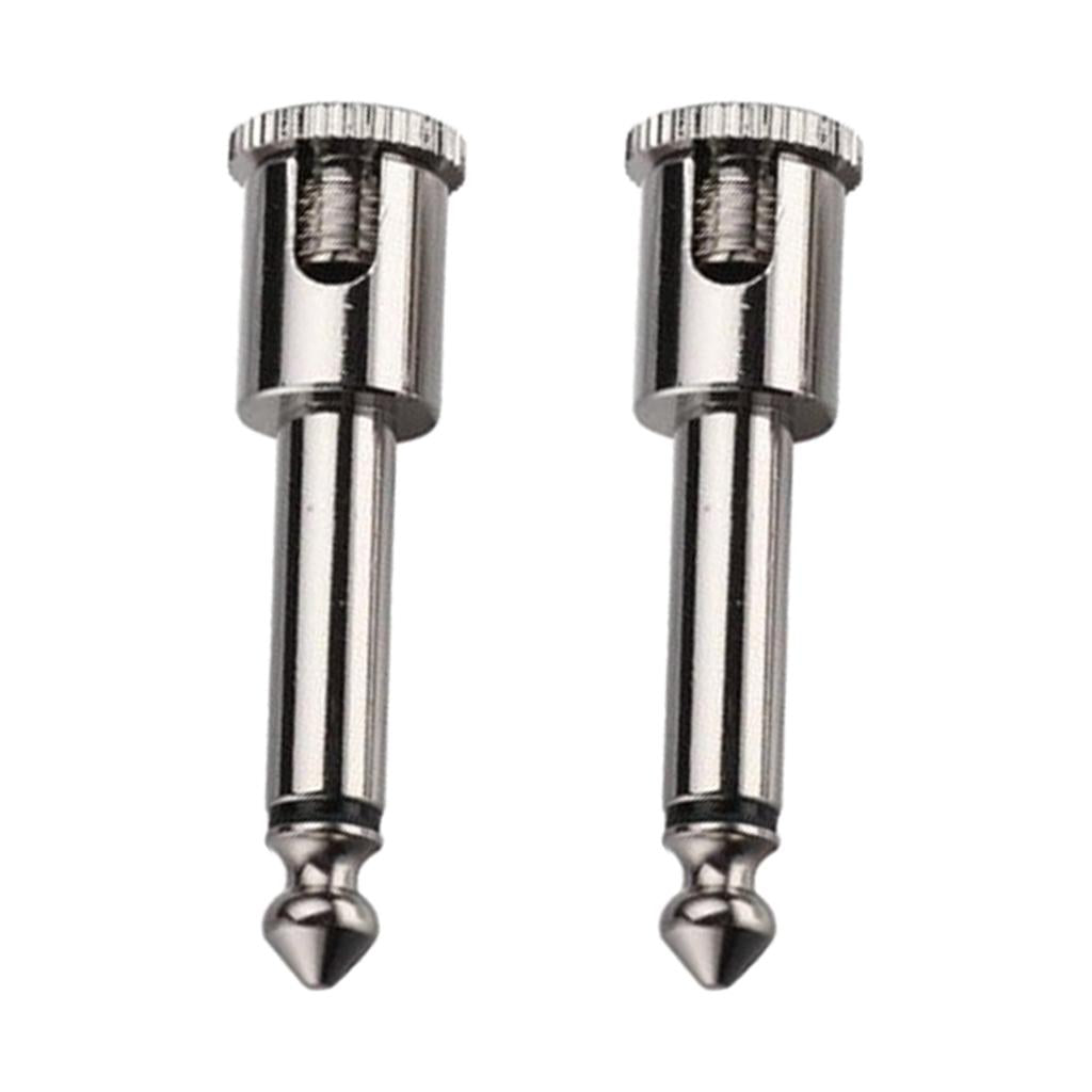 2 Pieces Welding-free Straight Audio Plug 6.35mm Mono Chorme Cable Plug