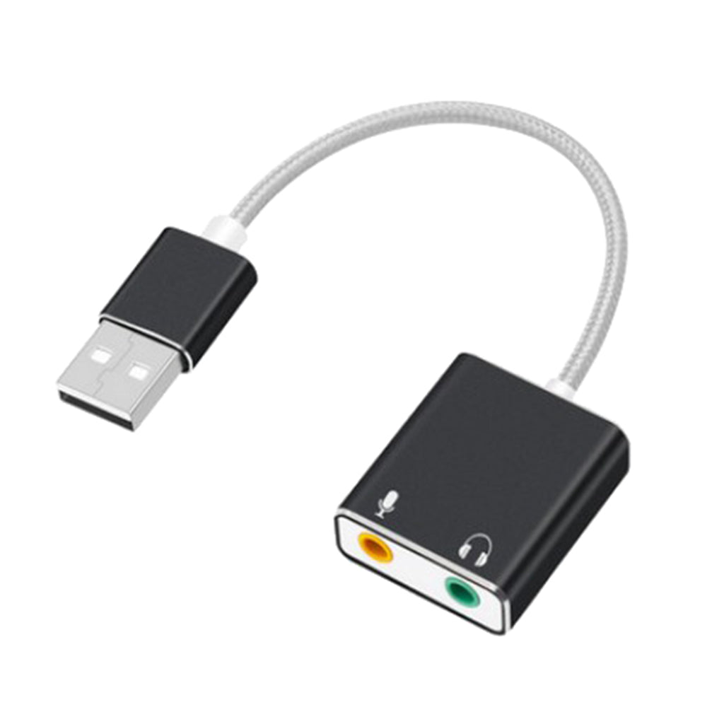 Audio Adapter USB External Stereo Sound Card for 3.5mm Headphone Black