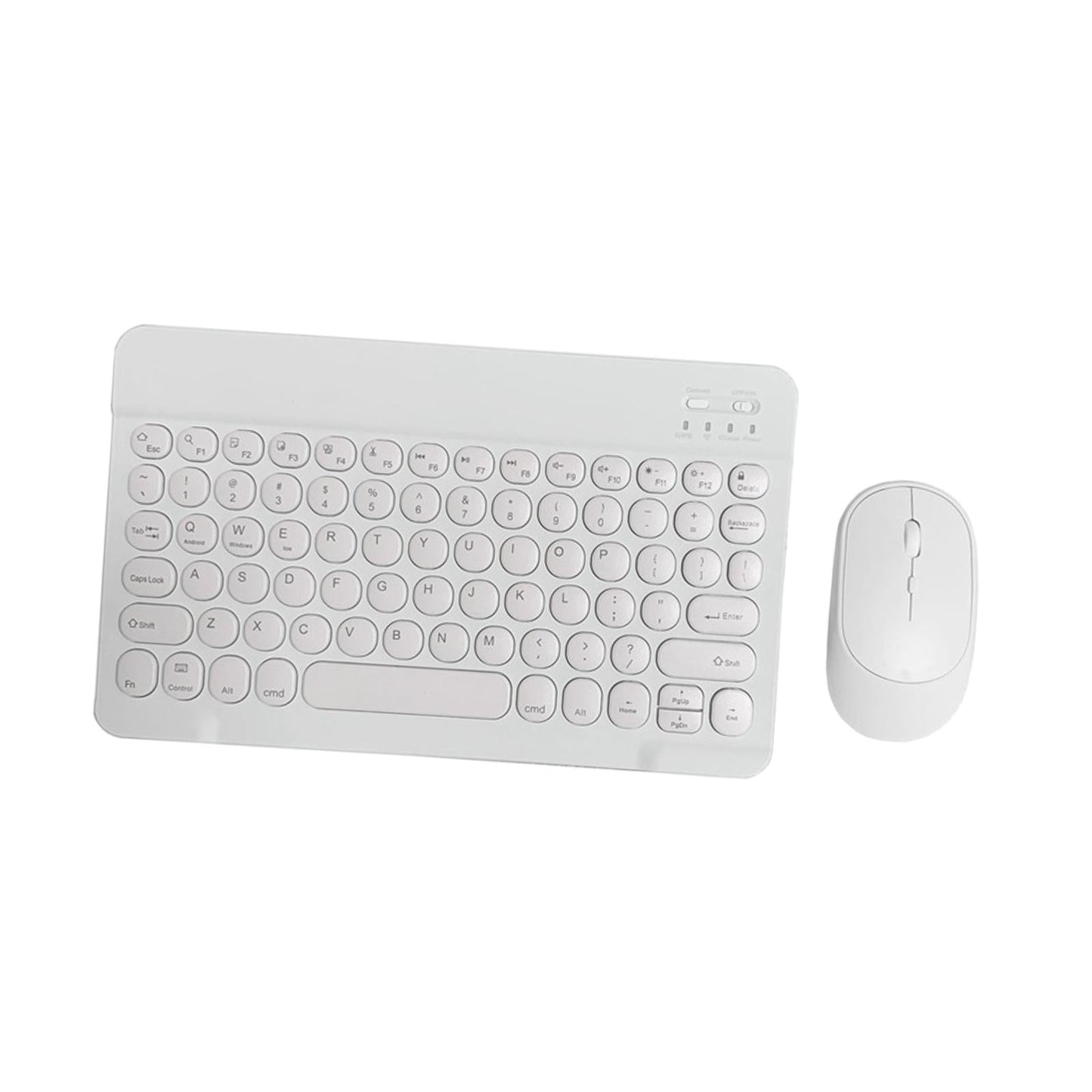 Round Keycap Wireless Bluetooth Keyboard for Phones Laptop White  with Mouse