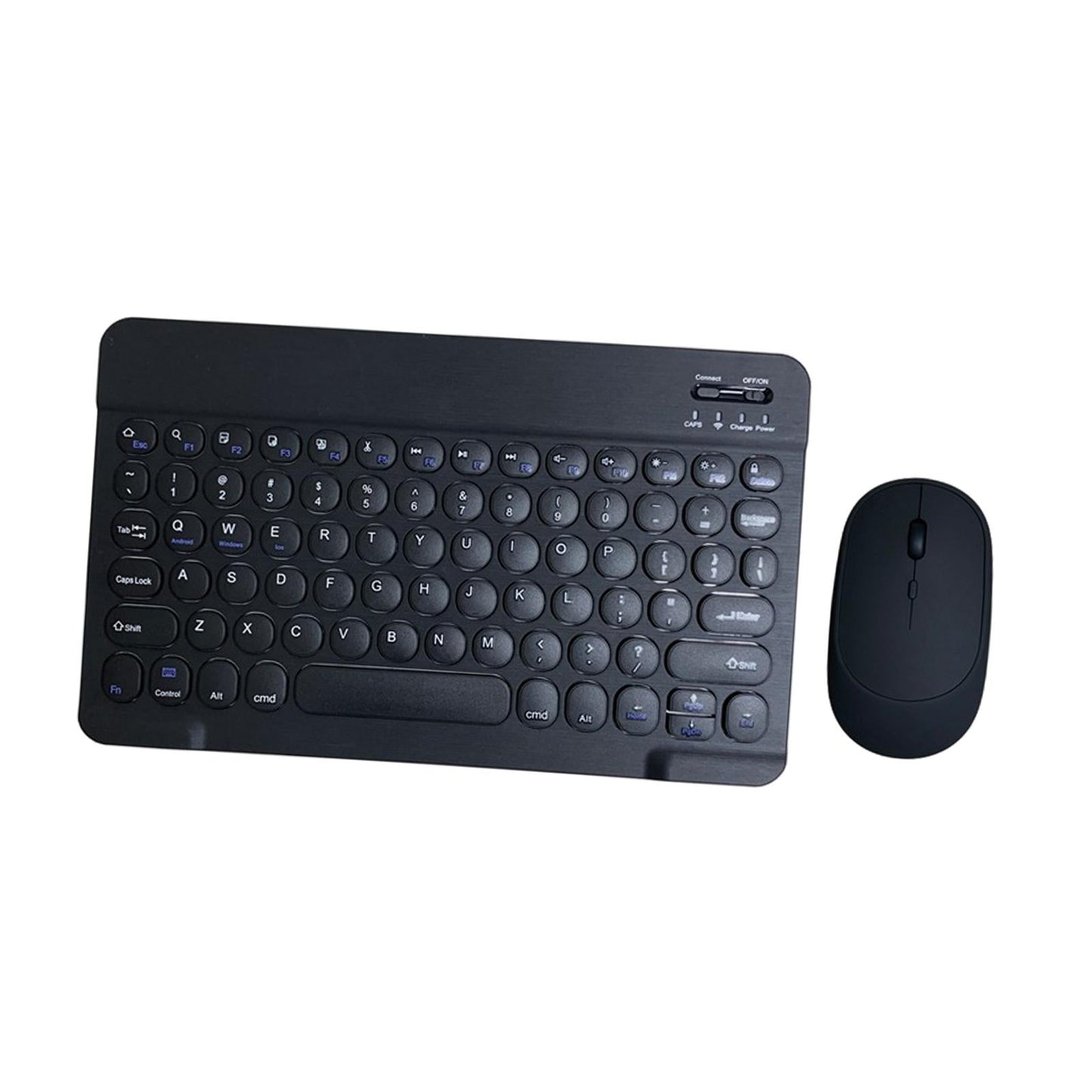 Round Keycap Wireless Bluetooth Keyboard for Phones Laptop Black with Mouse