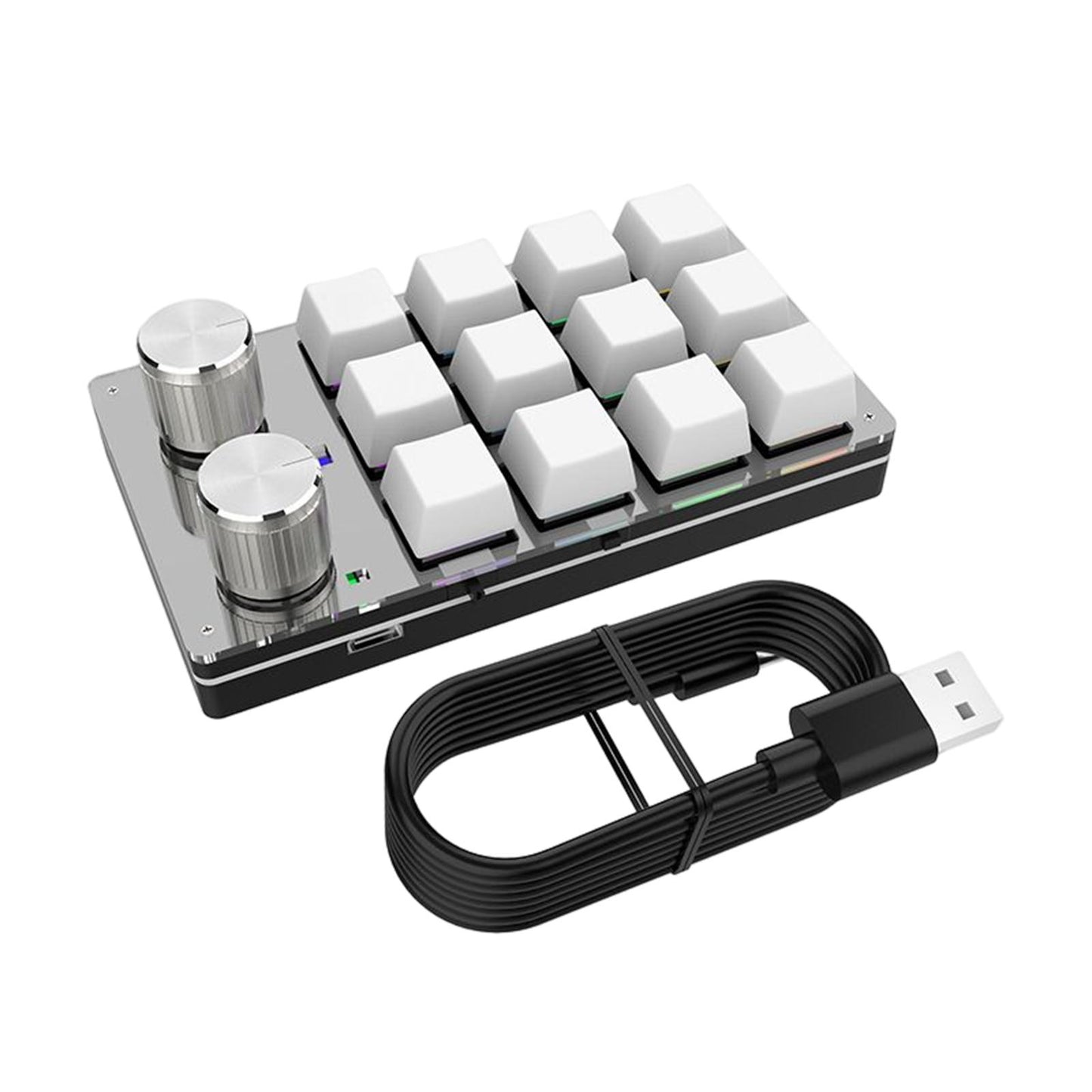 12 Key Mini Mechanical Keyboard Programmable Keypad RGB Lights for Office White