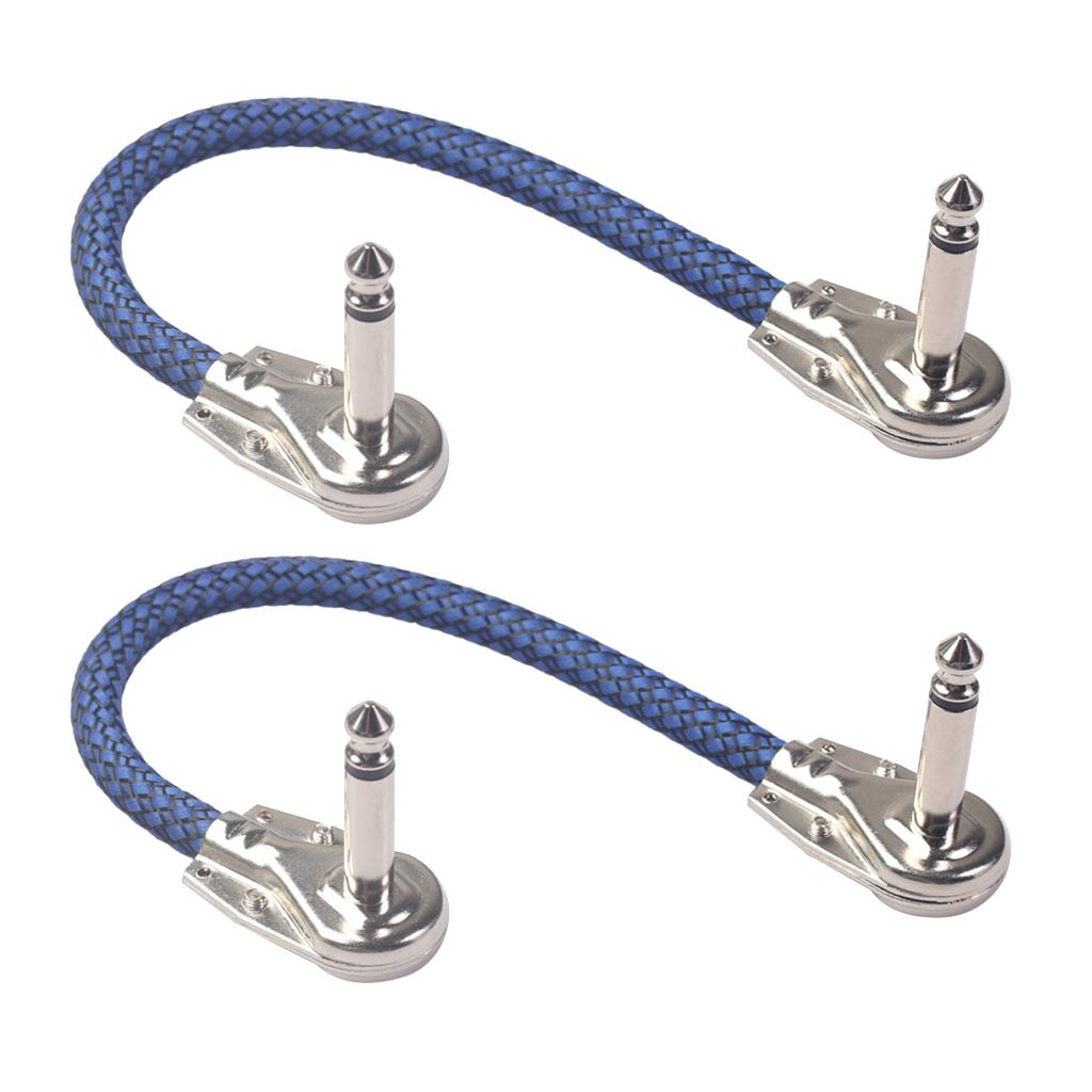Guitar Pedal Cable M to M Right Angle 20cm 6.35mm Cables for Effect Blue