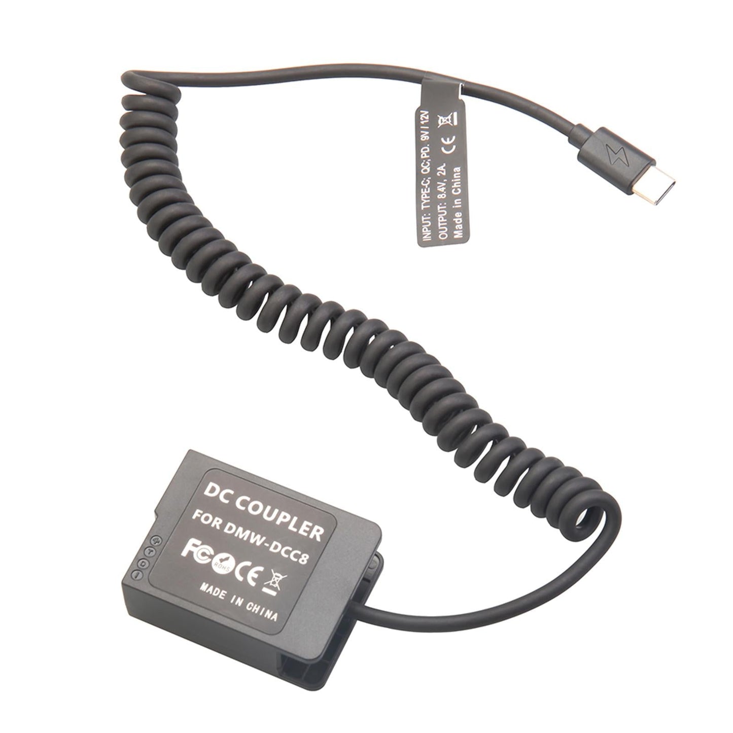 Dummy Battery Adapter Spring Cable for Panasonic FZ200 Camera Gx8 G90 G99