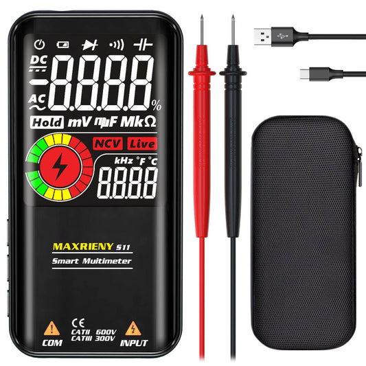 Bside Digital Multimeter 9999 Counts Auto Range Ohmmeter Smart DC AC Voltage Capacitor Resistance Diode NCV Hz Tester Detector - S11 / Black