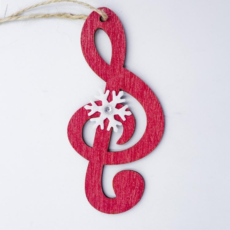 2 PCS Creative Christmas Wood Painted Snowflake Musical Notes Pendant Ornament, Specification: Red Note