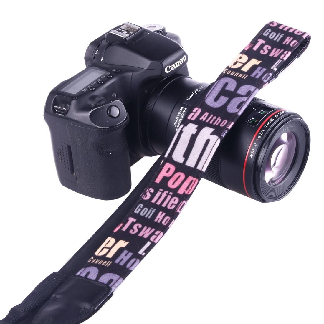LYNCA LH-01 British Style Series Pink English Words Universal Genuine Leather Shoulder Neck Strap Camera Strap for Nikon / Canon / Sony / Panasonic / SLR DSLR ILDC (Style4)