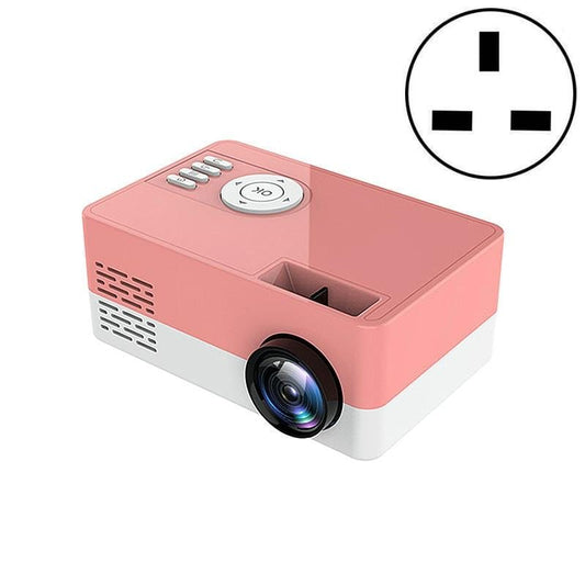 S261/J16 Home Mini HD 1080P Portable LED Projector, Support TF Card / AV / U Disk, Plug Specification:UK Plug (Pink White)