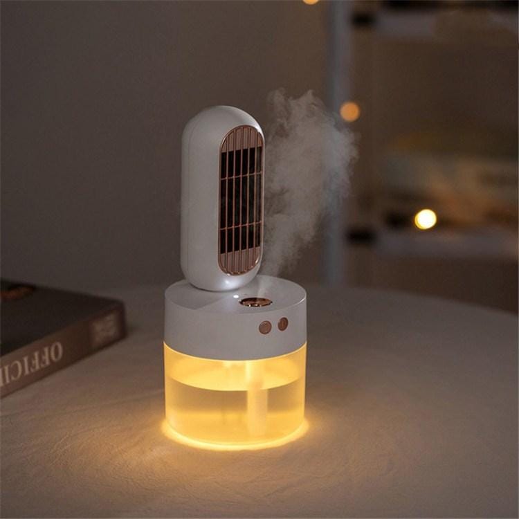 V8 Spray Fan USB Charging Shaking Head Desktop Table Fan Replenishing Fan (White)