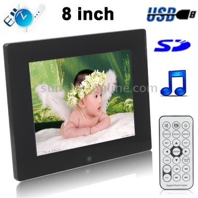 8 inch Digital Picture Frame with Remote Control Support SD / MMC / MS Card and USB (Black)