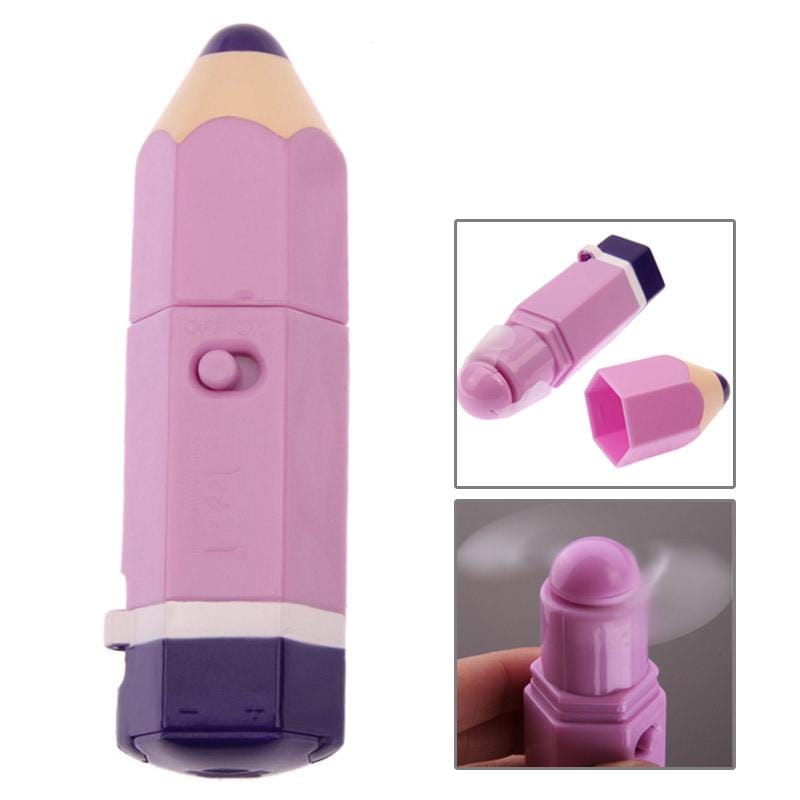 Portable Battery Operated Pencil Shaped 2-Blade Mini Cooling Fan (Purple)