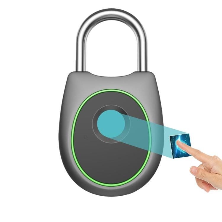 Portable Smart Fingerprint Lock Electric Biometric Door Lock USB Rechargeable IP65 Waterproof Home Door Luggage Case Lock Bluetooth Electronic Lock (Grey)