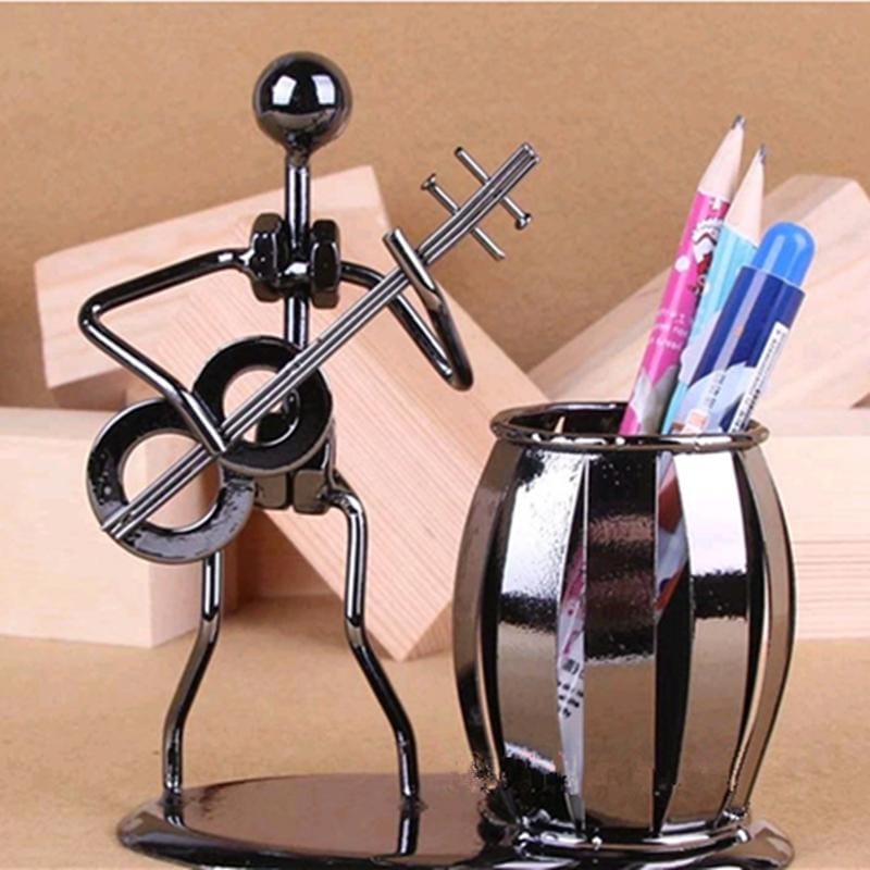 Iron Music Iron Man Brass Band Pen Holder Home Study Office Decoration Ornaments (C167 French Horn )