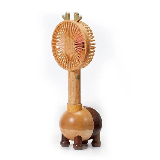 Wood Cartoon Deer Shape USB Rechargeable Portable Handheld Mini Electric Fan, Style:MF4