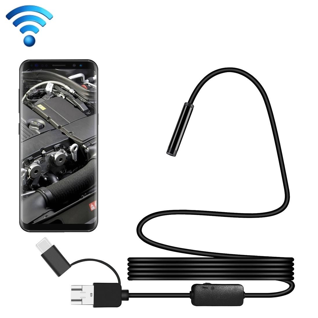 Y101 8mm Spiral Head 3 In 1 Waterproof Digital Endoscope Inspection Camera, Length: 2m Hard Cable (Black)