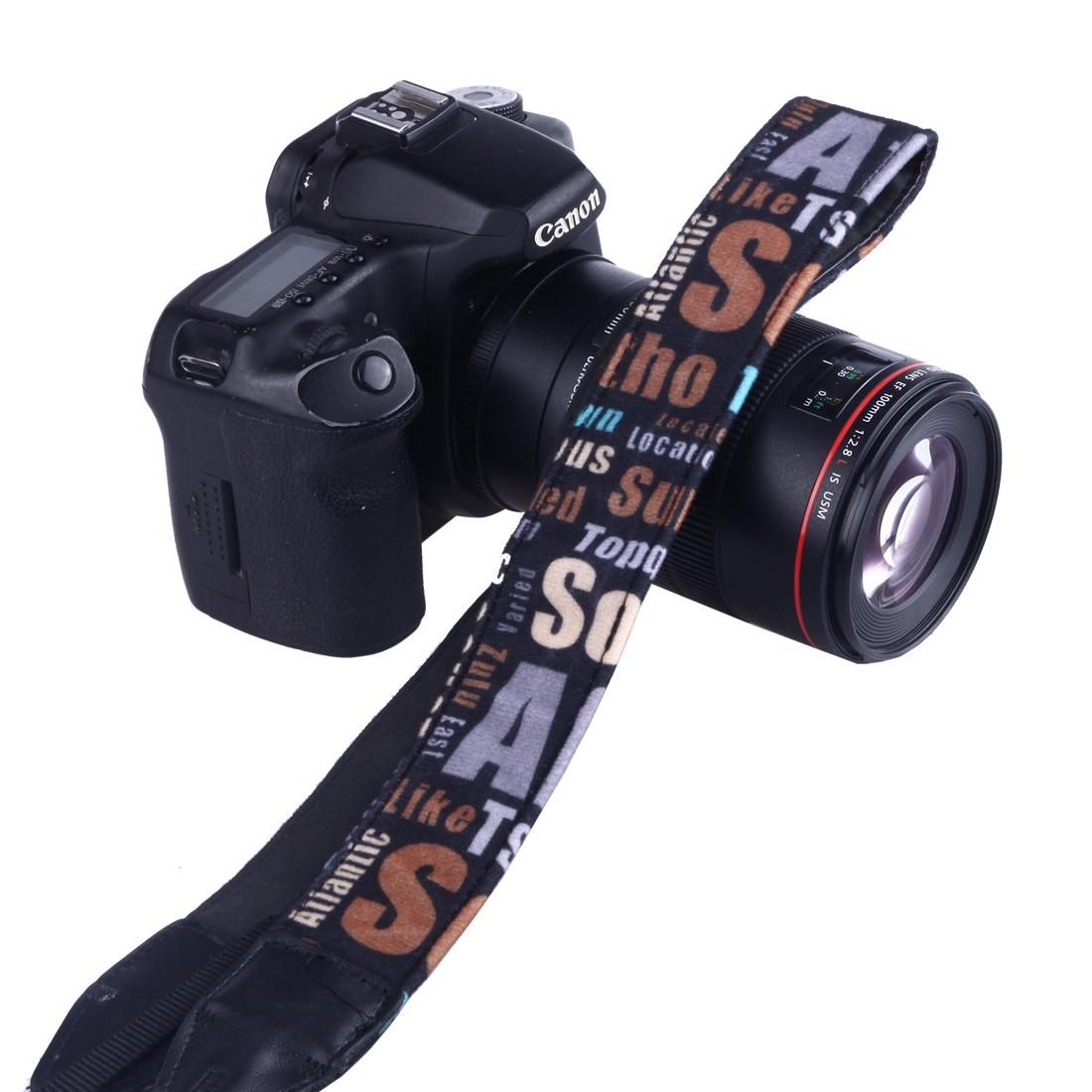 LYNCA LH-05 British Style Series Orange English Words Universal Genuine Leather Shoulder Neck Strap Camera Strap for Nikon / Canon / Sony / Panasonic / SLR DSLR ILDC (Style1)