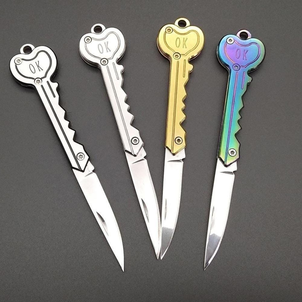 Mini Key Knife Camp Outdoor Keyring Ring Keychain Fold Self Defense Security Multi Tool (Multi-color)