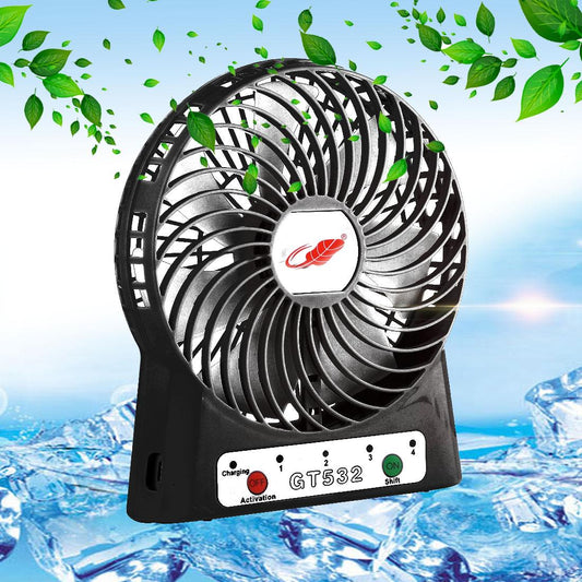 GONGTIAN GT532 Portable Multifuncional USB Rechargeable Fans, 4 Ranges Speed Modes (Black)
