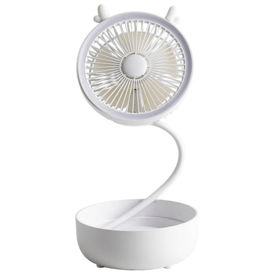 Outdoor Portable Storage Desktop Telescopic Folding Small Fan Aromatherapy Box Fill Light (White)