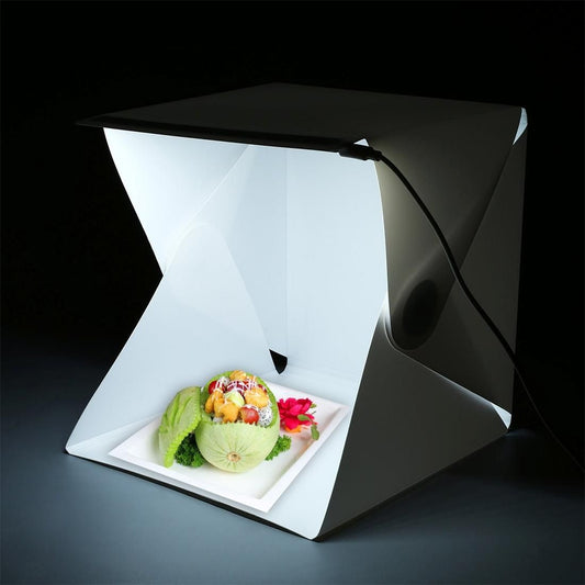 Foldable Portable Mini LED Photo Studio Box with Micro USB Cable & Black and White Background Fabric, Folding Size: 23 x 21.5 x 1.5 cm (White)