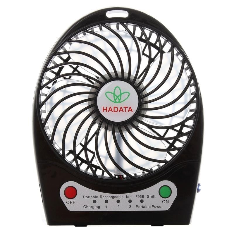 Hadata 4.3 inch Portable USB / Li-ion Battery Powered Rechargeable Fan with Third Wind Gear Adjustment & Clip (Green)