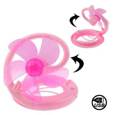 Mini USB Folding Table Fan (Pink)