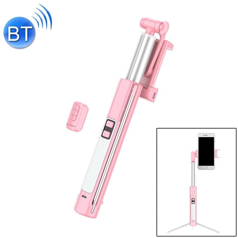 CYKE A18 Multifunction One-piece Wireless Bluetooth Selfie Stick with Double Fill light & Tripod & Remote Control, Maximum Stretching Length: 110cm (Pink)